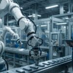 un homme contrôle l’automatisation des lignes de production dans son industrie