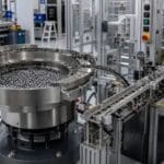 Cahier des charges bol vibrant : exemple de bol vibrant industriel dans une ligne de production automatisée.